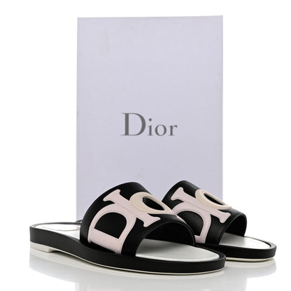 Christian Dior Calfskin Marina Slides 39.5 Black Rose 9 of 9