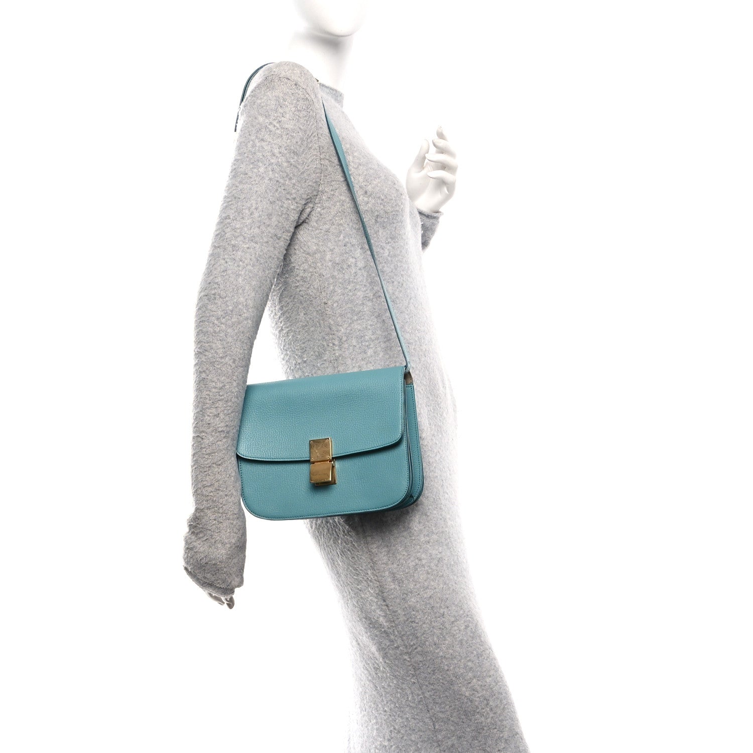 Celine Goatskin Medium Classic Box Flap Bag Antarctic 2 of 18