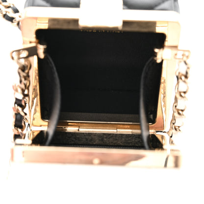 Chanel Lambskin Quilted Clutch With Chain Black White 5 of 11