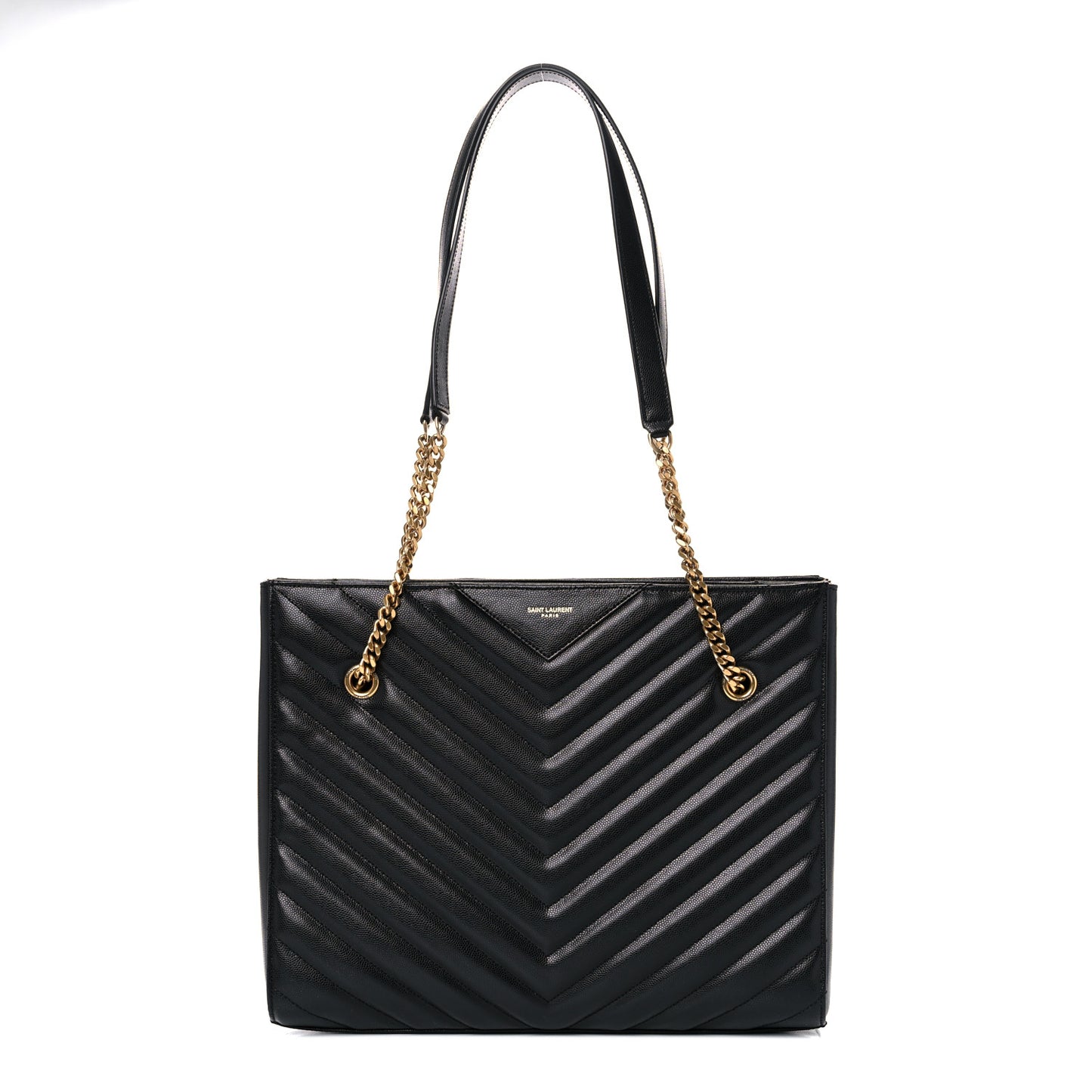 Grain De Poudre Matelasse Chevron Medium Tribeca Shopping Bag Black