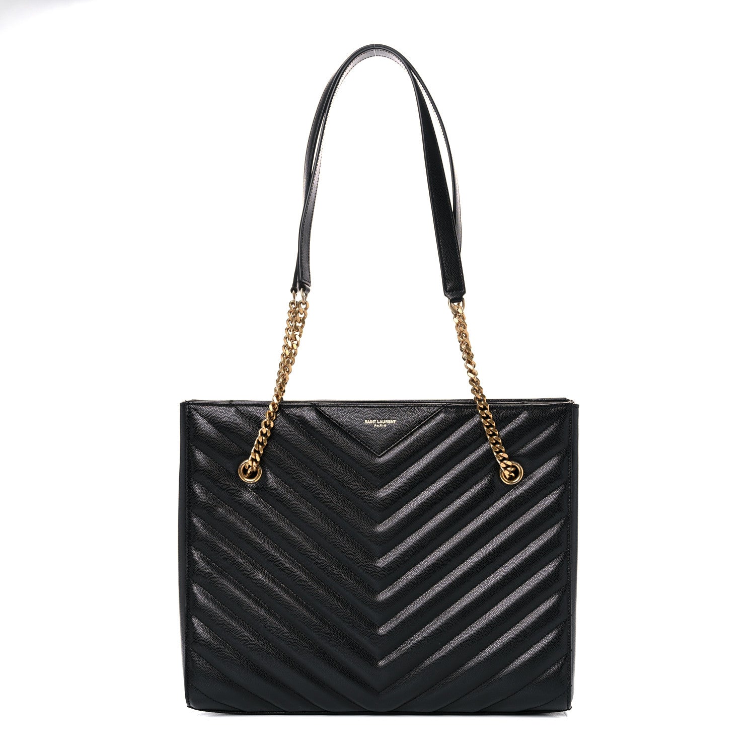 Saint Laurent Grain De Poudre Matelasse Chevron Medium Tribeca Shopping Bag Black 1 of 15