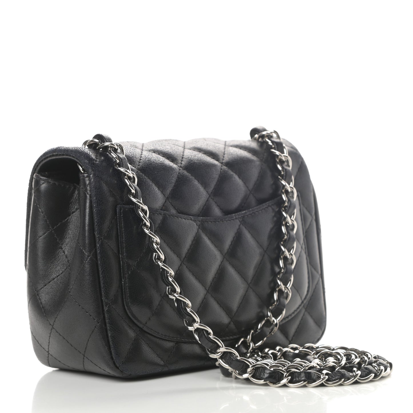Lambskin Quilted Mini Square Flap Black