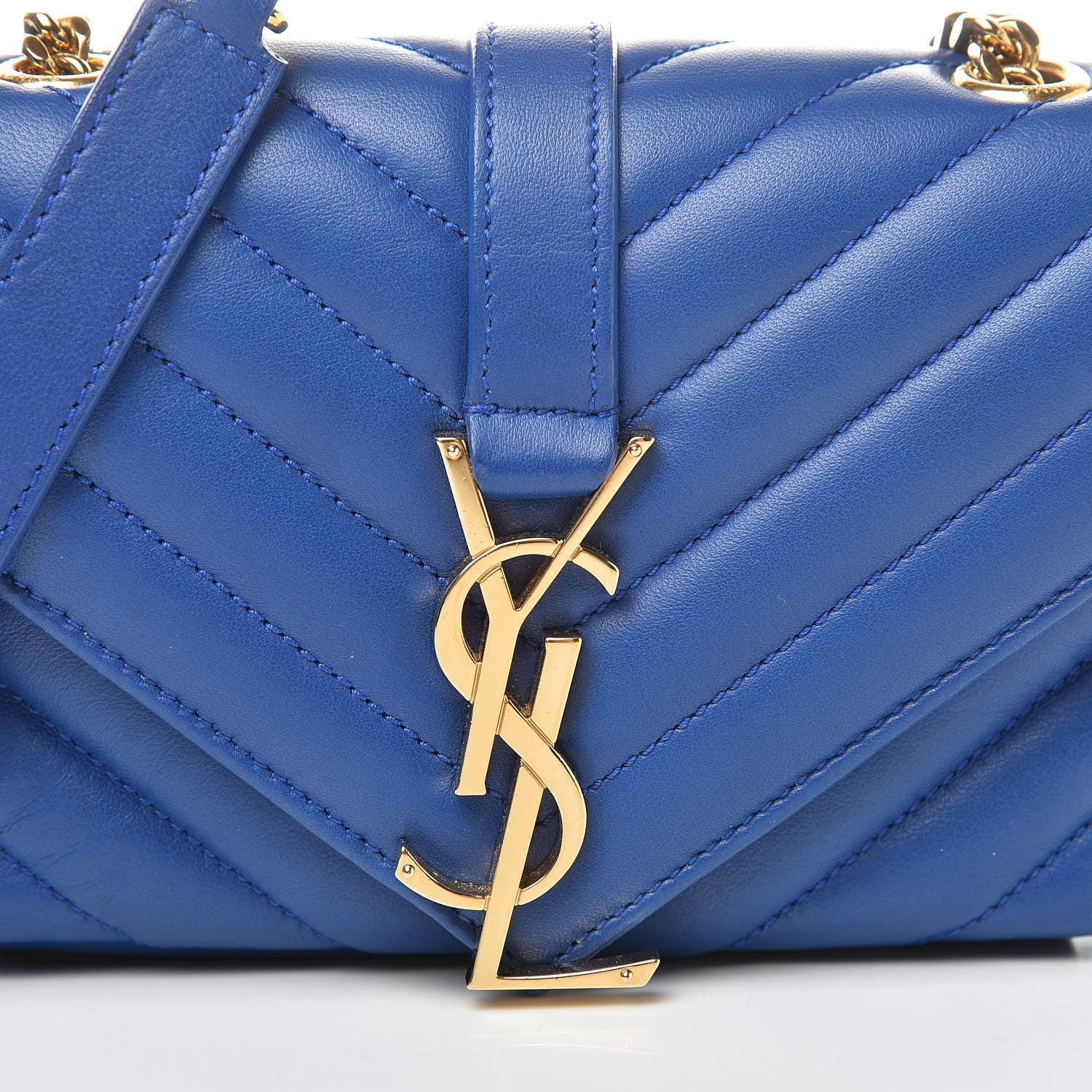Saint Laurent Sheepskin Matelasse Chevron Monogram Classic Baby Chain Bag Blue Majorelle 9 of 11