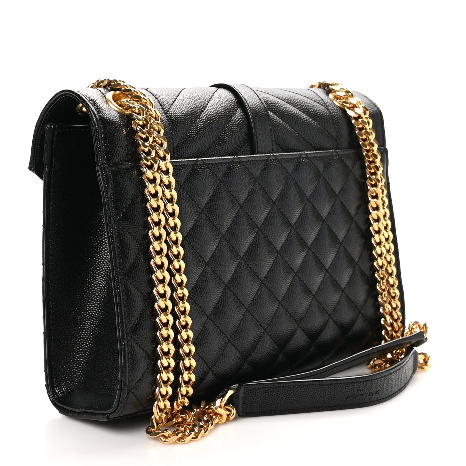 Saint Laurent Grain De Poudre Textured Mixed Matelasse Triquilt Medium Monogram Satchel Black 3 of 11