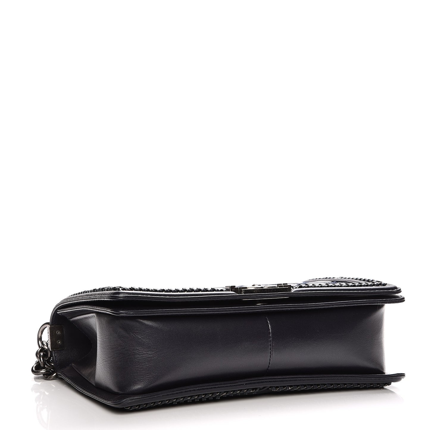 Calfskin Quilted New Medium Boy Top Handle Flap Dark Blue