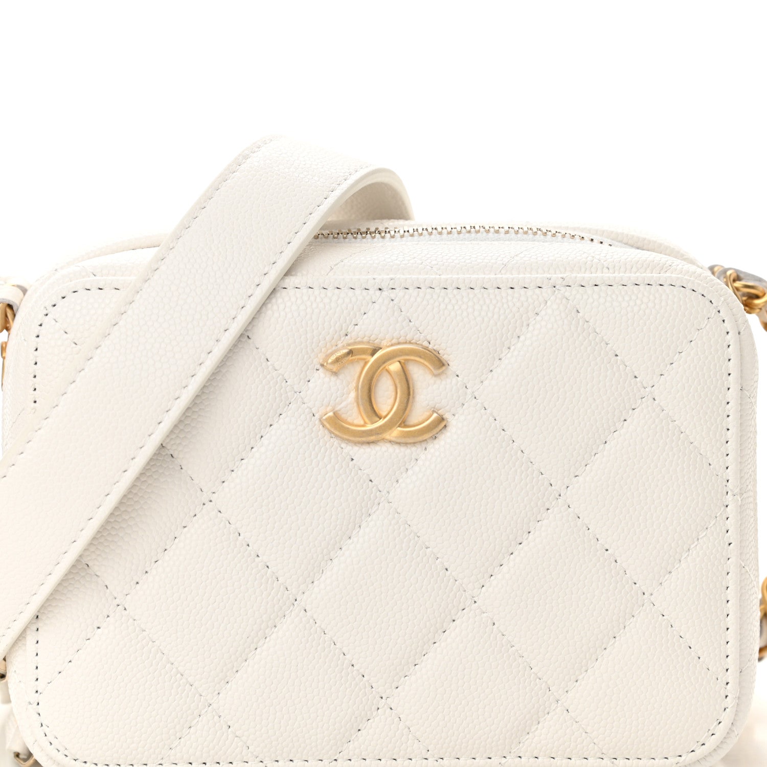 Chanel Caviar Quilted Twist Your Buttons Clutch With Chain White 8 of 11