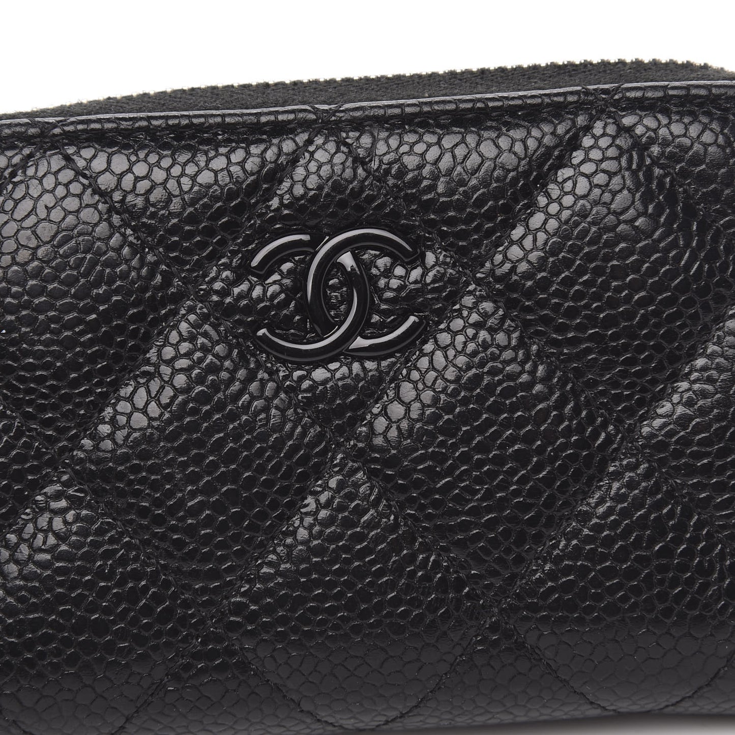 Caviar Quilted Incognito Zip Coin Purse Black