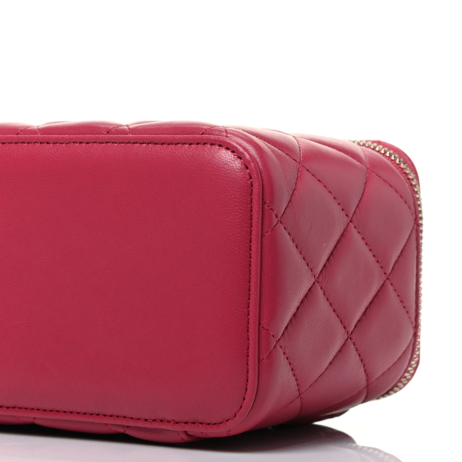 Chanel Lambskin Quilted Small Top Handle Vanity Case With Chain Dark Pink 9 of 9