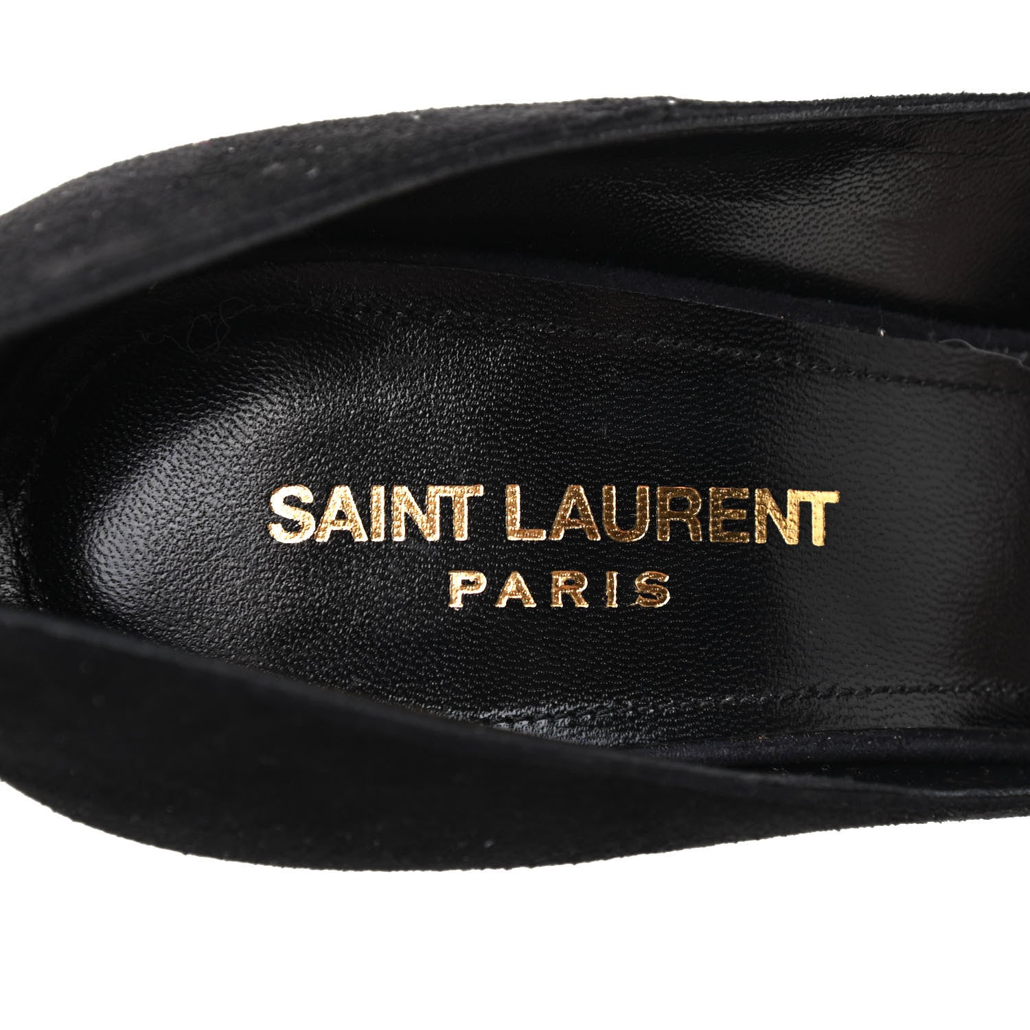 Saint Laurent Suede Calfskin Crystal Pumps 39 Black 6 of 8