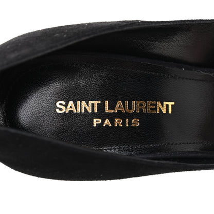 Saint Laurent Suede Calfskin Crystal Pumps 39 Black 6 of 8