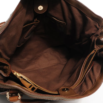 Burberry Stitched Leather Bridle Calfskin Tote Dark Tan 5 of 10