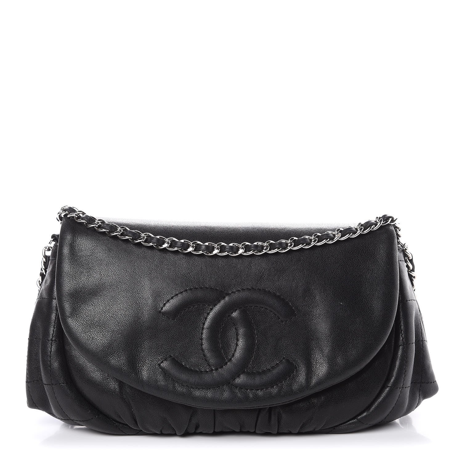 Chanel Lambskin Half Moon Wallet On Chain WOC Black 1 of 13