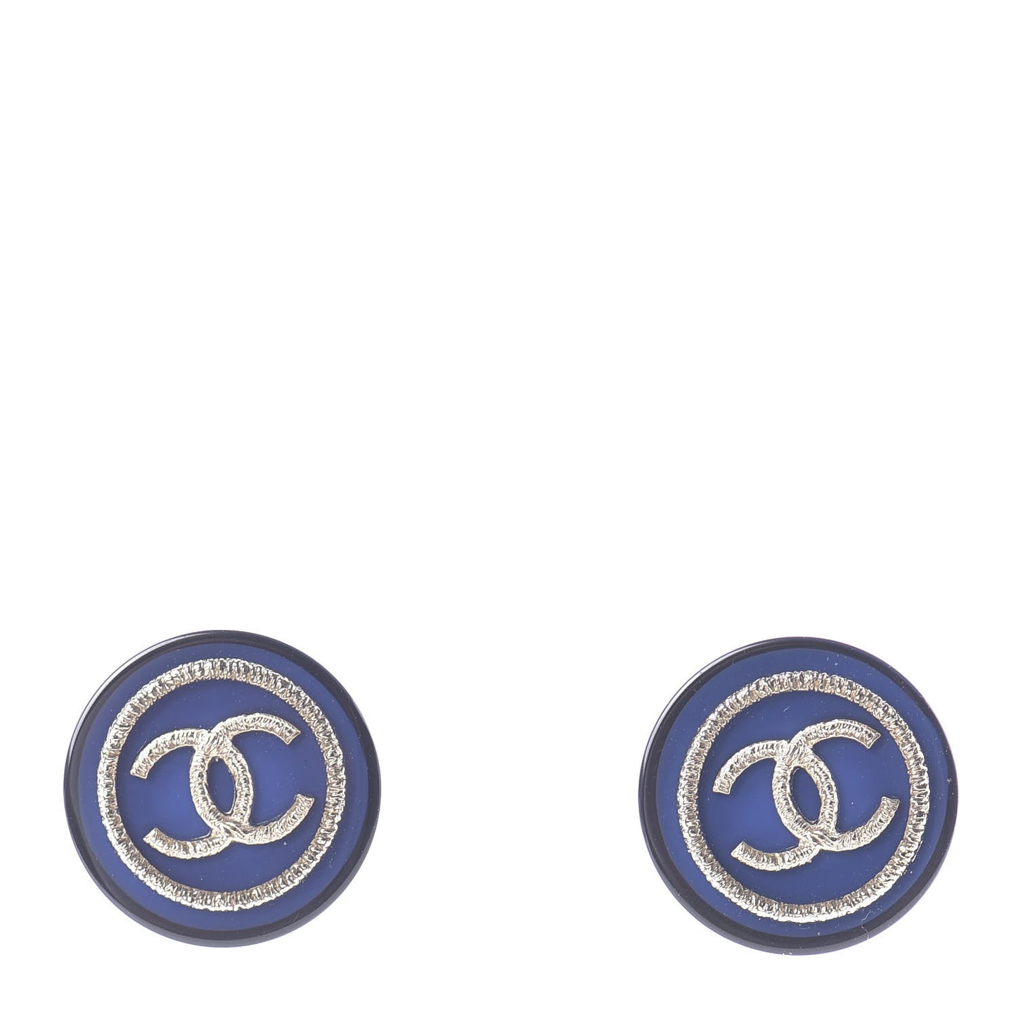 Resin CC Round Earrings Blue