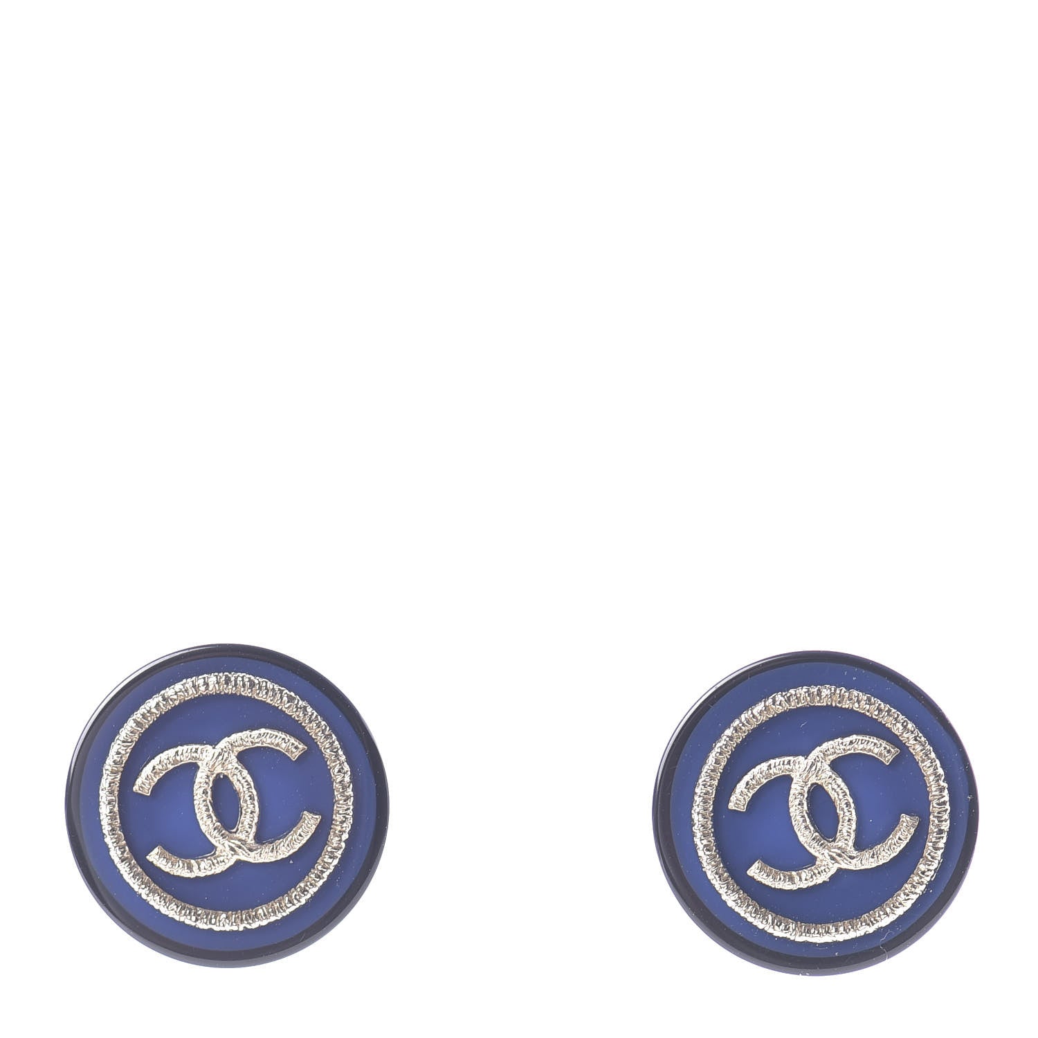 Chanel Resin CC Round Earrings Blue 1 of 4