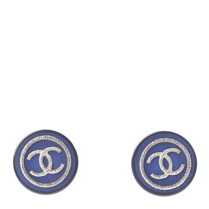 Chanel Resin CC Round Earrings Blue 1 of 4