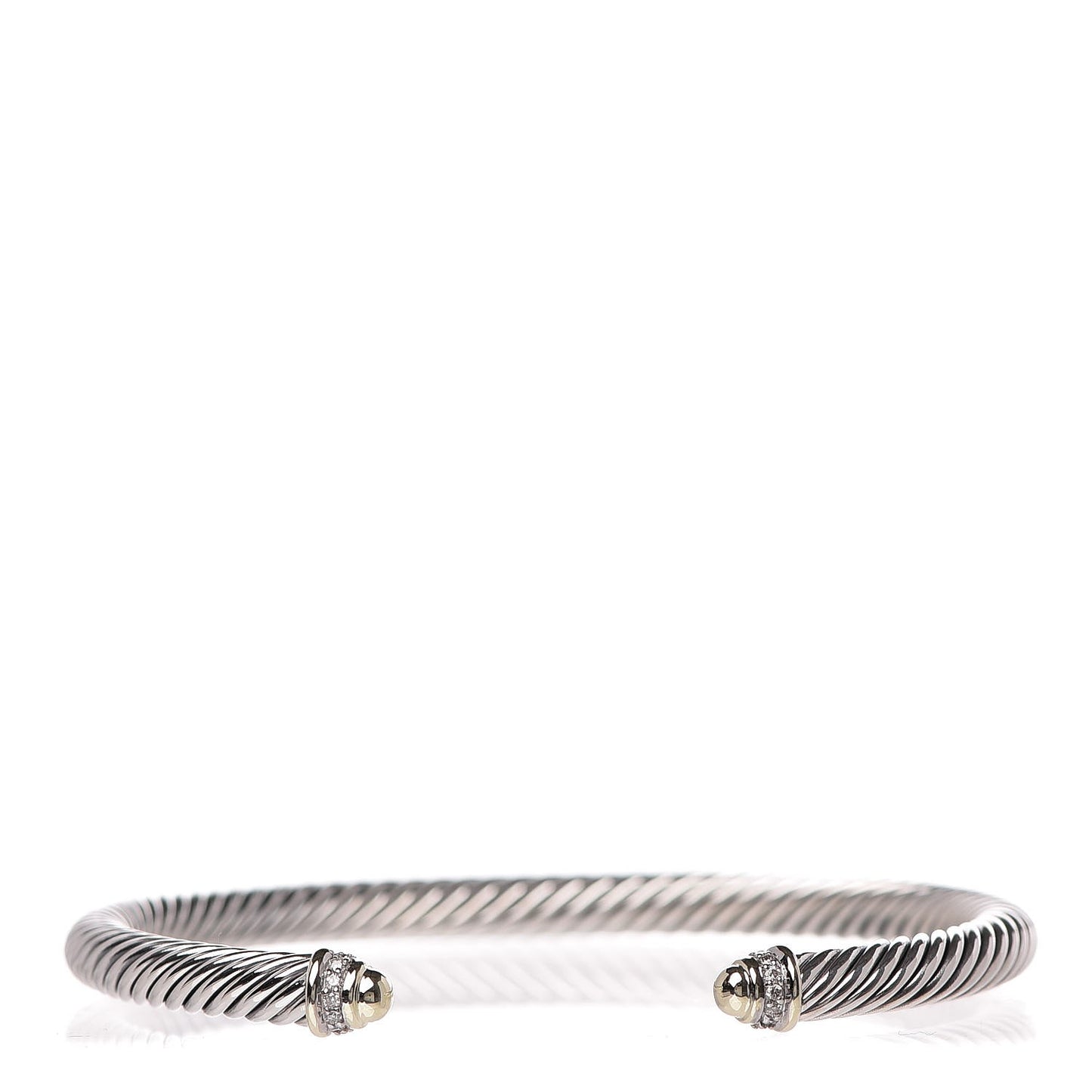 Sterling Silver 18K Yellow Gold Diamond 5mm Cable Classics Bracelet