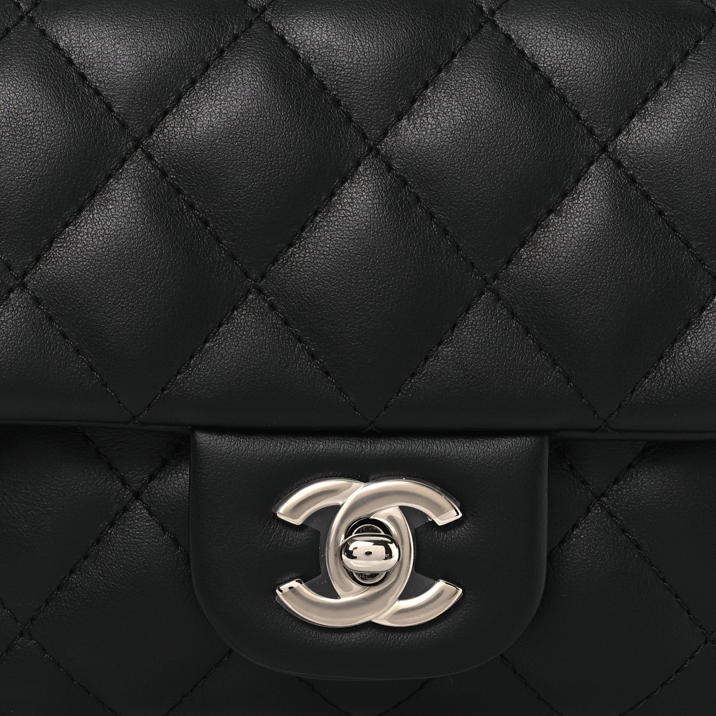Calfskin Quilted CC Uniform Flap Belt Bag Black