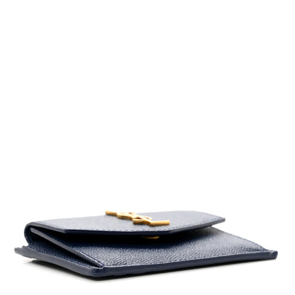 Saint Laurent Grain De Poudre Uptown Monogram Card Case Navy 4 of 8
