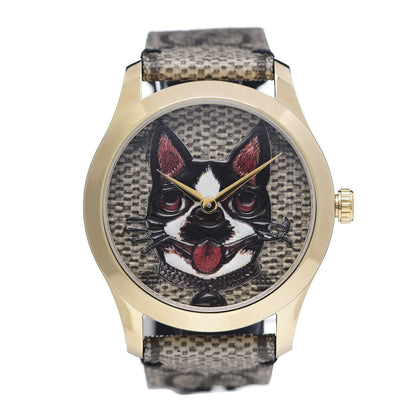 Gucci Stainless Steel Canvas 38mm G-Timeless GG Supreme Bosco Quartz Watch Brown 1 of 6