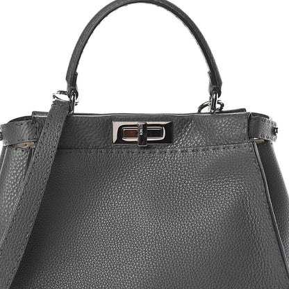 Fendi Cuoio Romano Selleria Bi-Color Medium Peekaboo Iconic Satchel Asfalto Latte 6 of 8