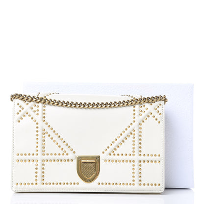 Christian Dior Calfskin Studded Diorama Wallet on Chain Pouch Off White 12 of 12