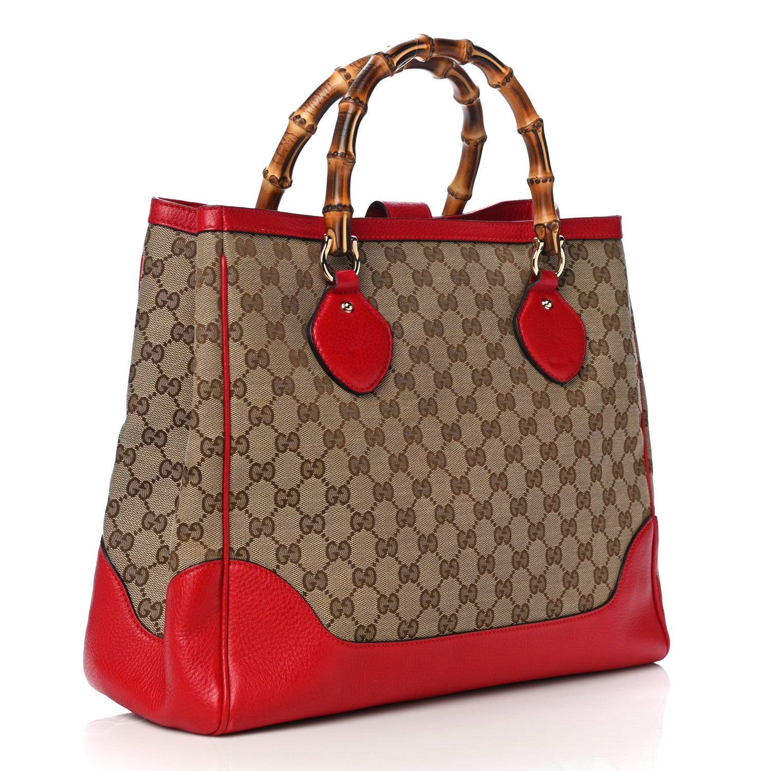 Gucci Monogram Medium Diana Bamboo Top Handle Tote Red 2 of 10