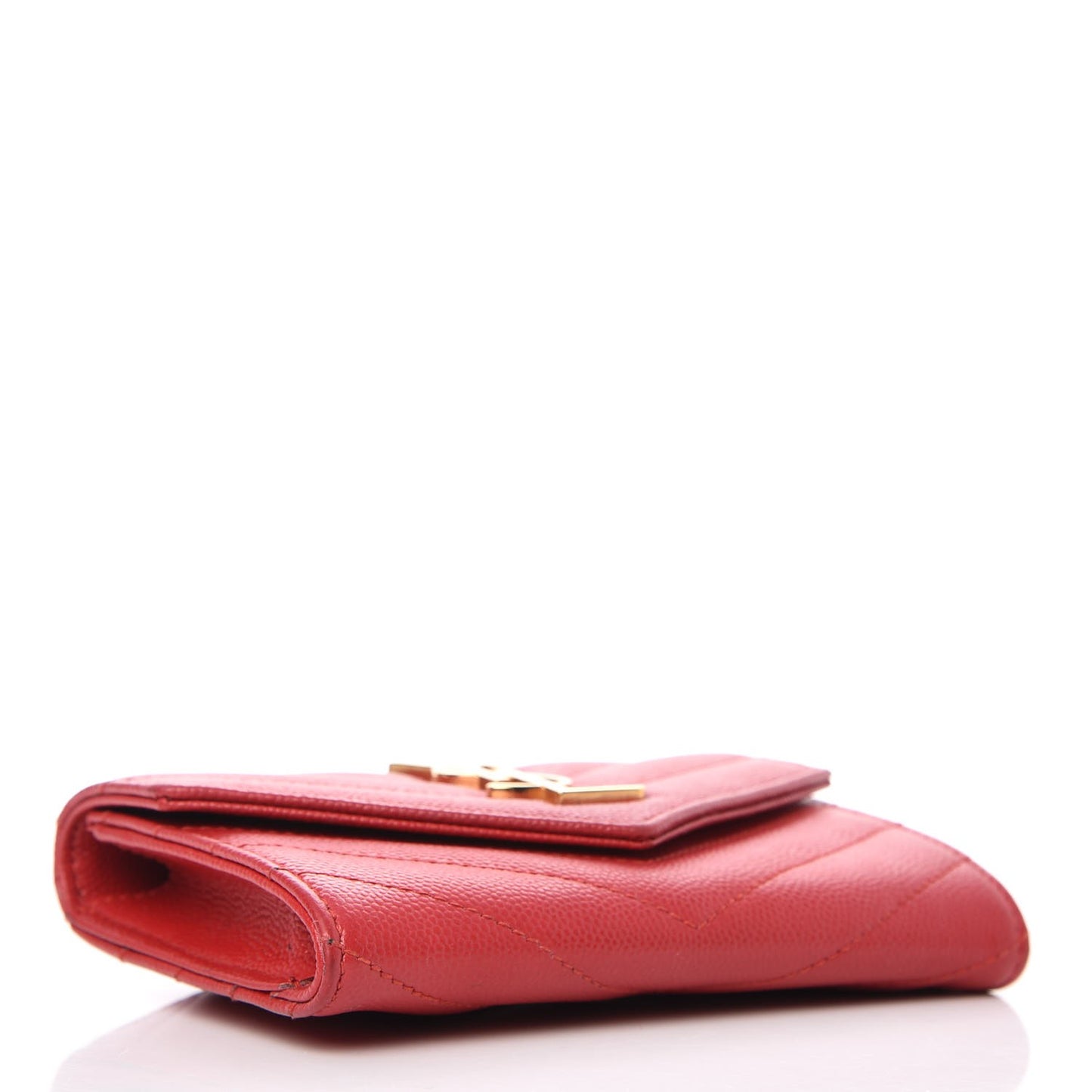 Grain De Poudre Matelasse Chevron Small Monogram Envelope Wallet New Red