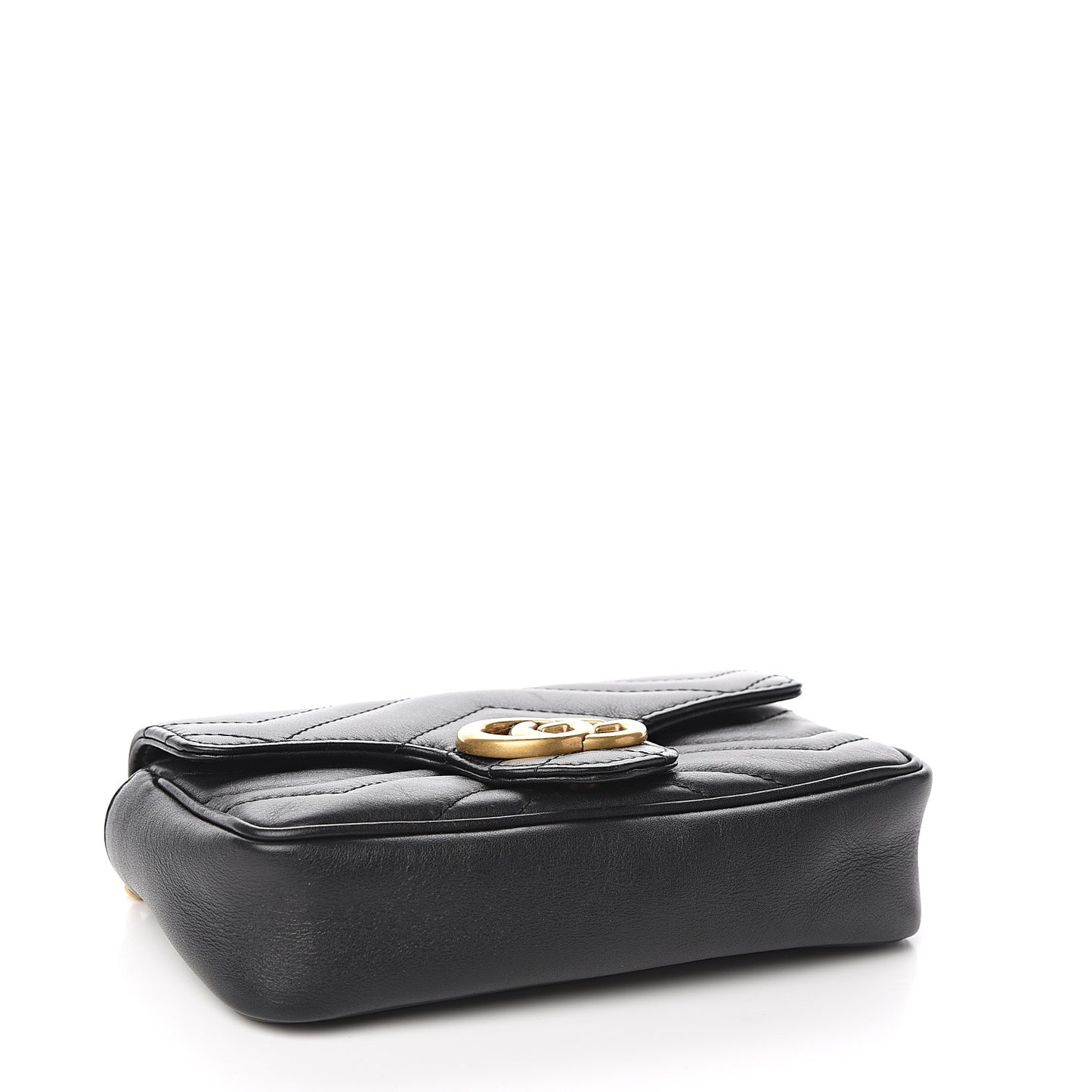 Calfskin Matelasse Super Mini GG Marmont Shoulder Bag Black
