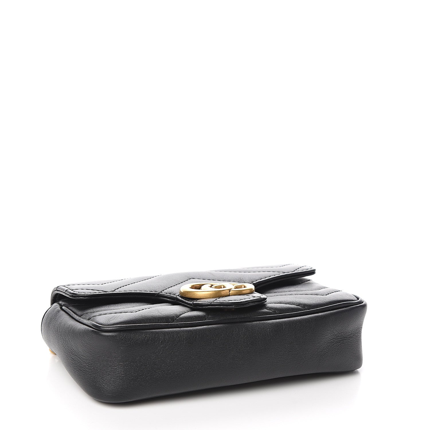 Gucci Calfskin Matelasse Super Mini GG Marmont Shoulder Bag Black 3 of 10