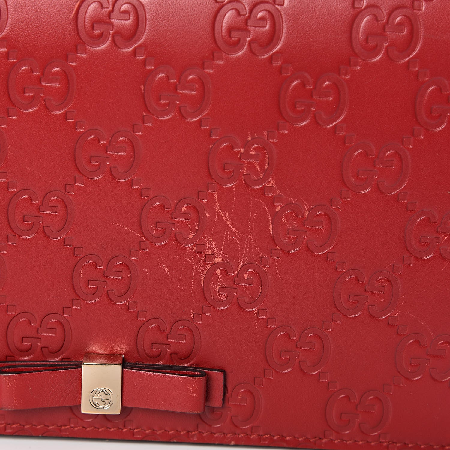Gucci Guccissima Signature Bowy Chain Wallet Hibiscus Red 7 of 18