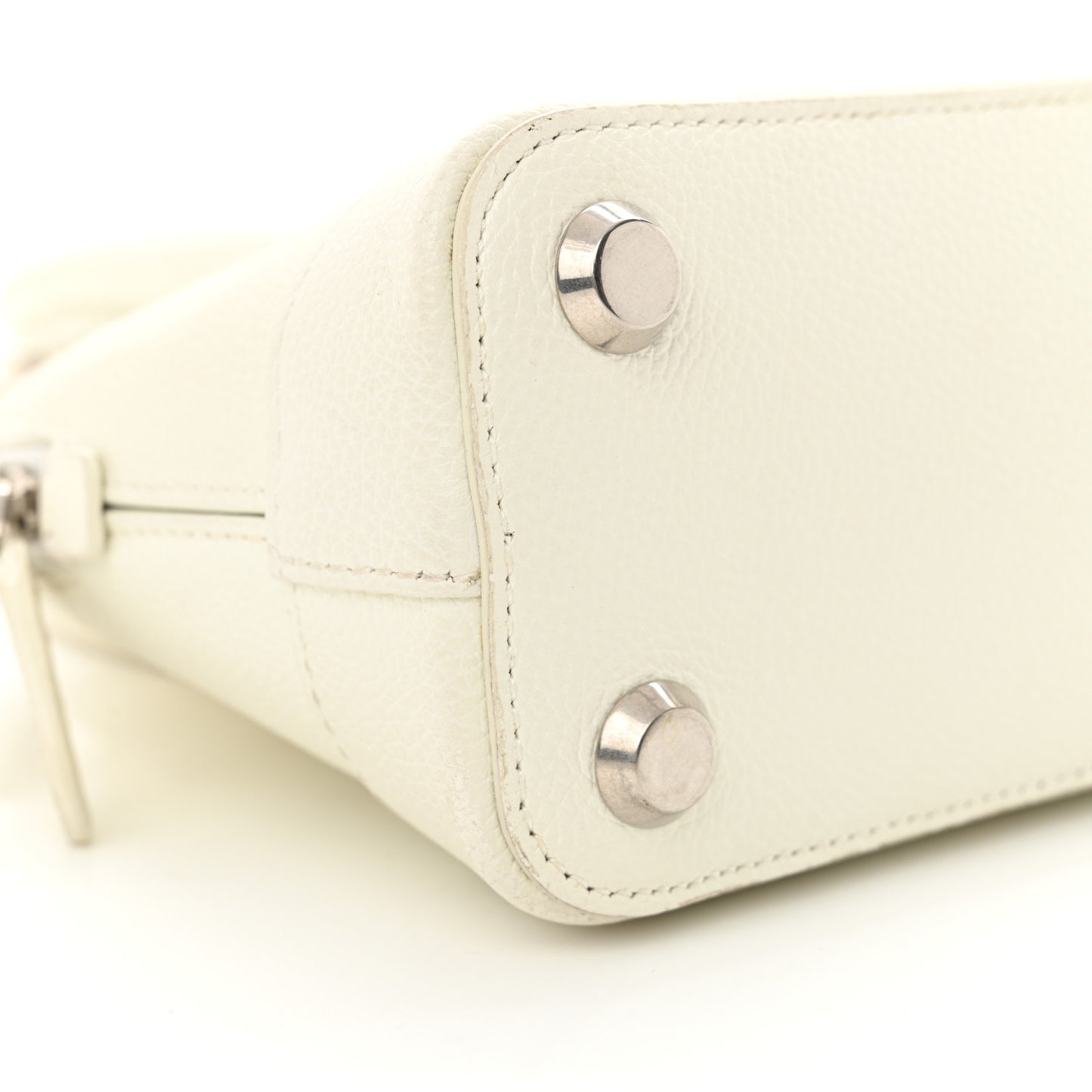 Grained Calfskin XXS Ville Top Handle Bag White Black
