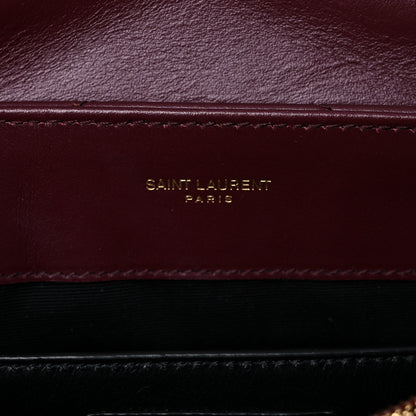 Saint Laurent Calfskin Y Quilted Monogram Small Loulou Chain Satchel Dark Legion Red 7 of 11