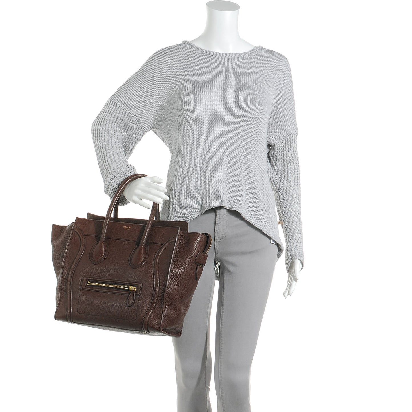 Pebbled Leather Mini Luggage Chocolate