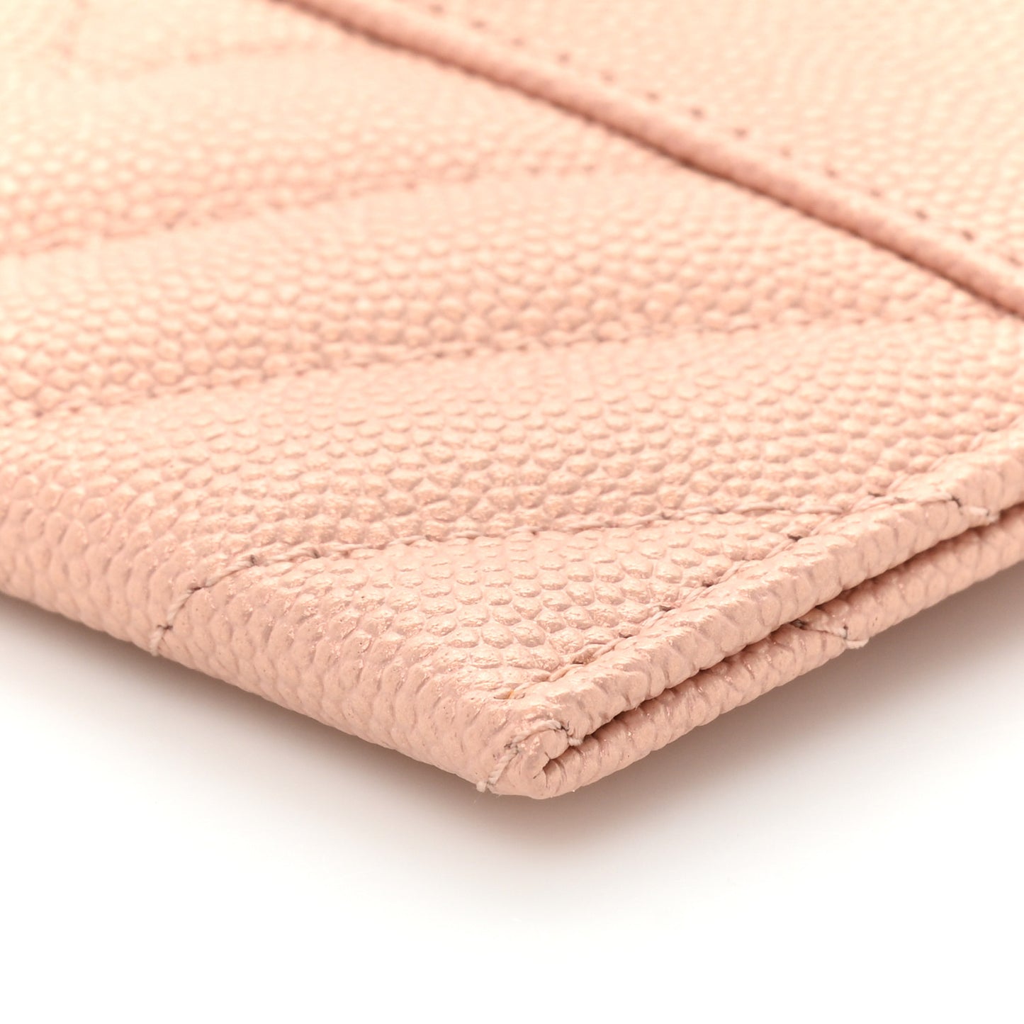 Metallic Caviar Chevron Quilted Vintage Mademoiselle Card Holder Pink