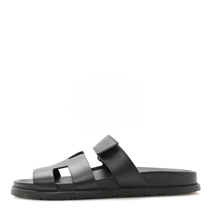 Hermes Calfskin Womens Chypre Sandals 39 Black 1 of 9