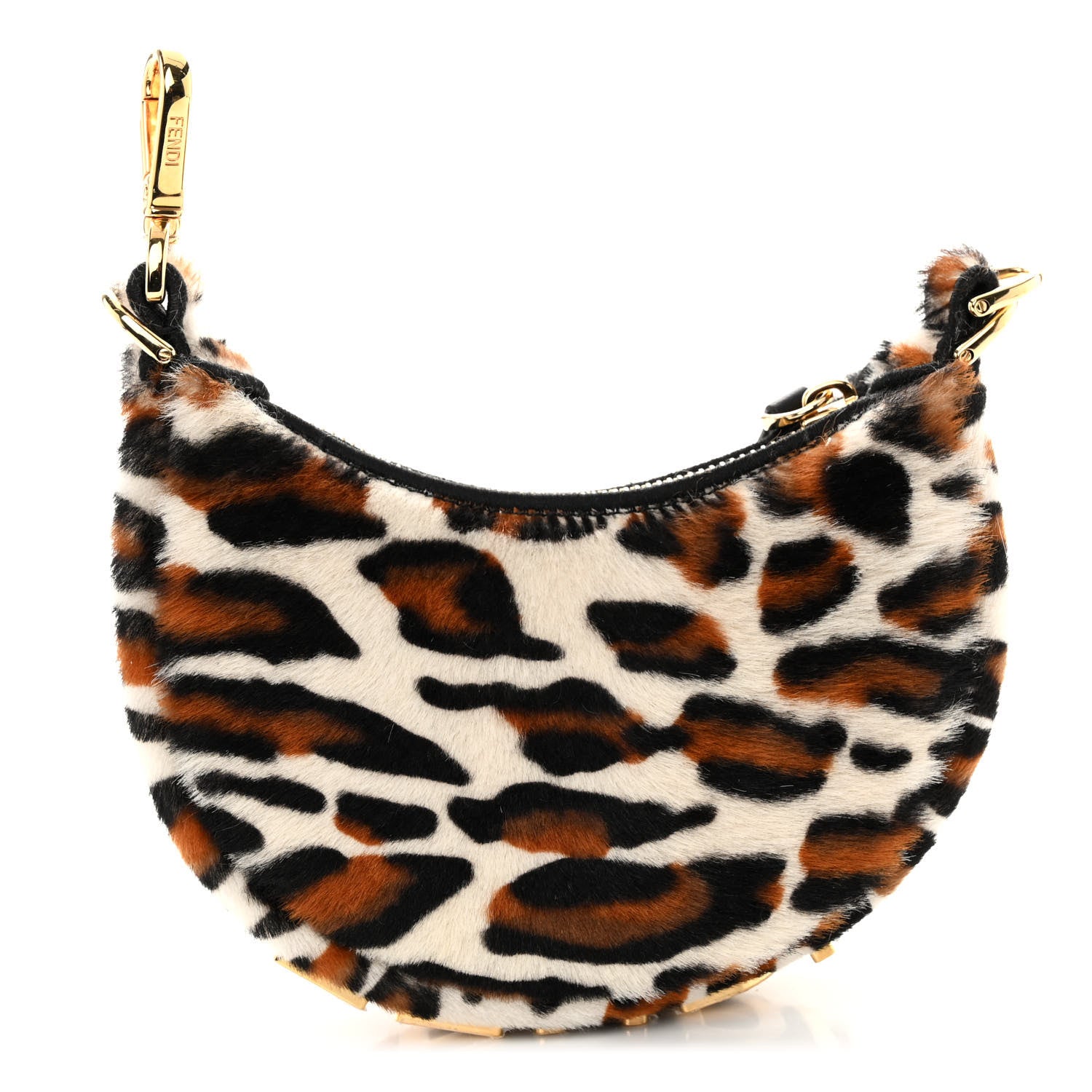 Fendi Sheepskin Vitello Grace Pony Hair Ocelot Nano Fendigraphy Hobo Charm Multicolor Black 1 of 8