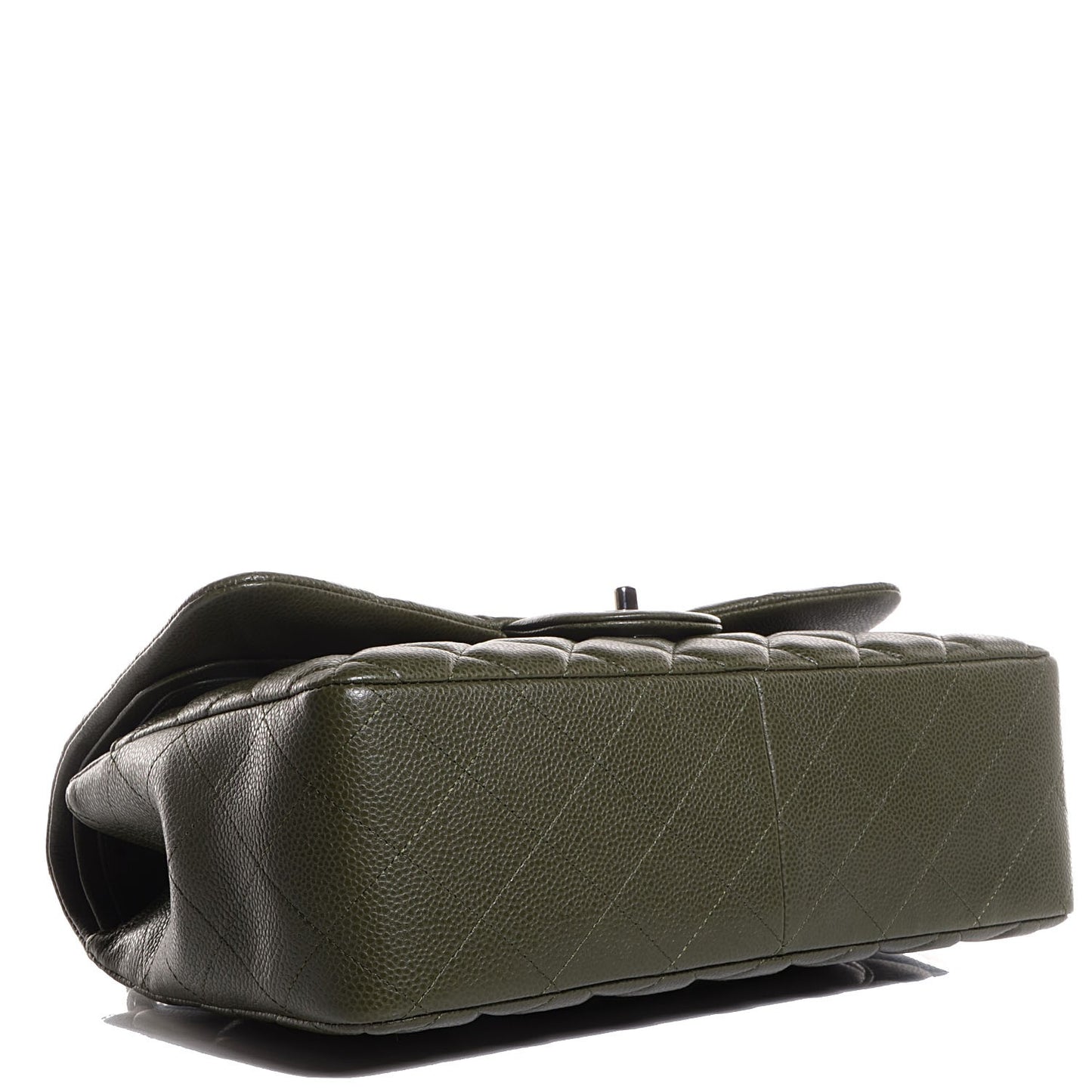 Caviar Quilted Jumbo Double Flap Dark Green