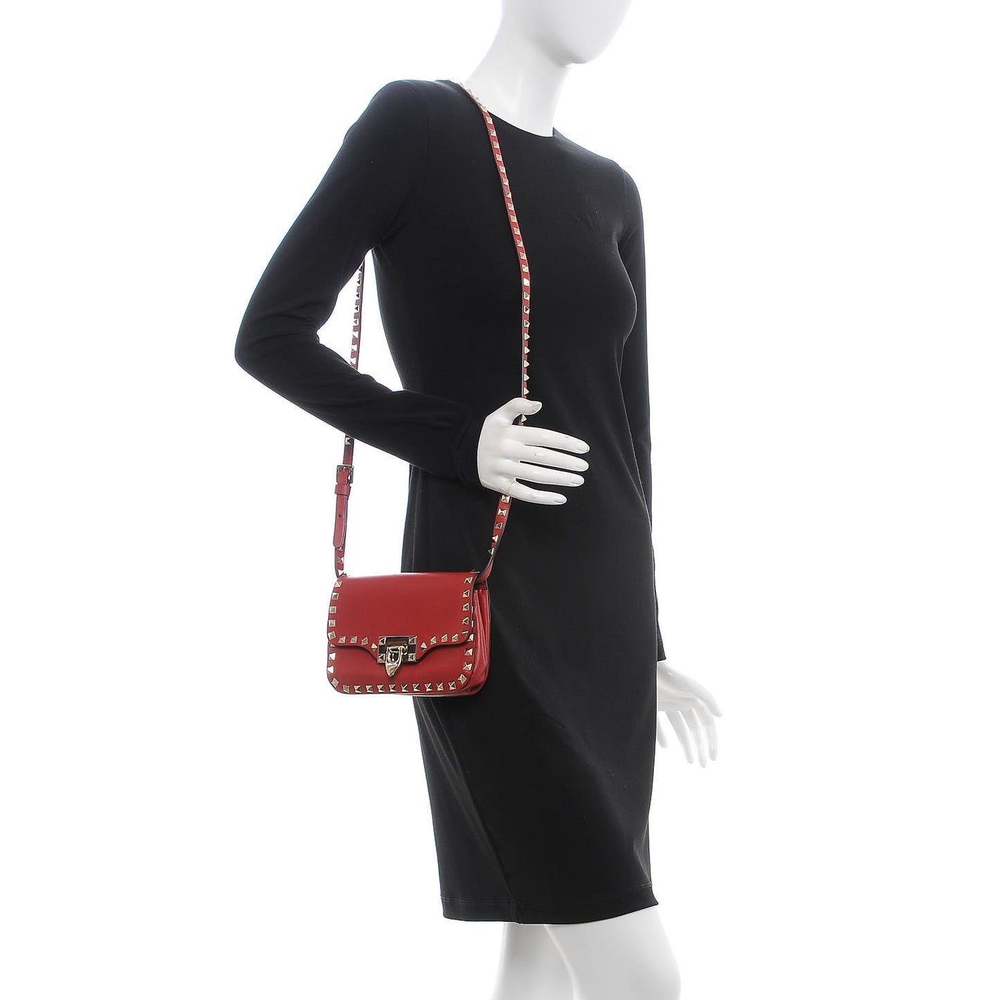 VALENTINO Vitello Rockstud Mini Crossbody Bag Red