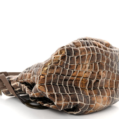 Fendi Metallic Canvas Croc Effect Mini Chef Hobo 8 of 9