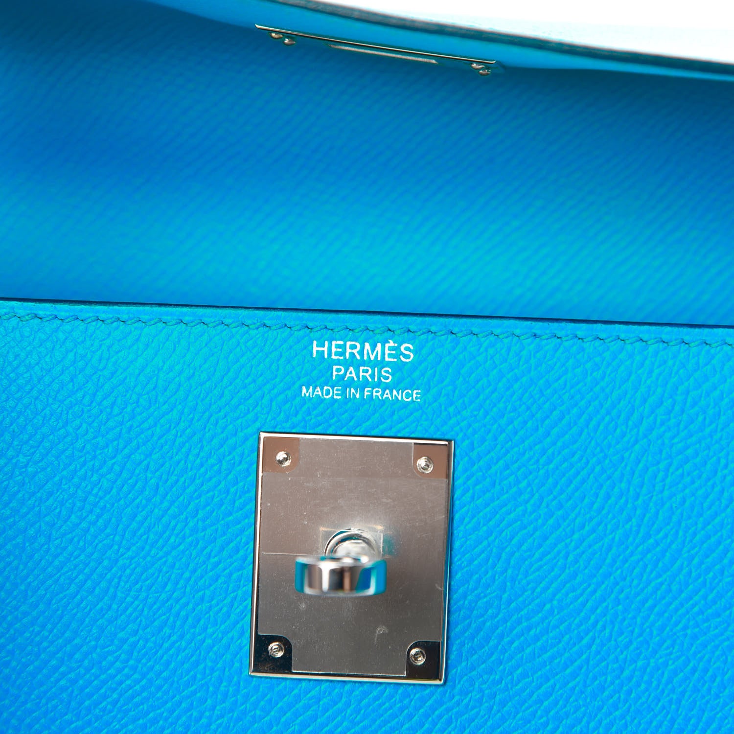 Hermes Epsom Kelly Sellier 32 Bleu Frida 6 of 11