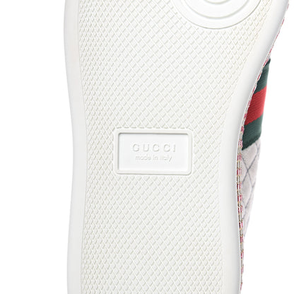 Gucci Laminated Nappa Crystal Web Bee Embroidered Trapuntata Womens Ace Platform Sneakers 38.5 Argento 7 of 7