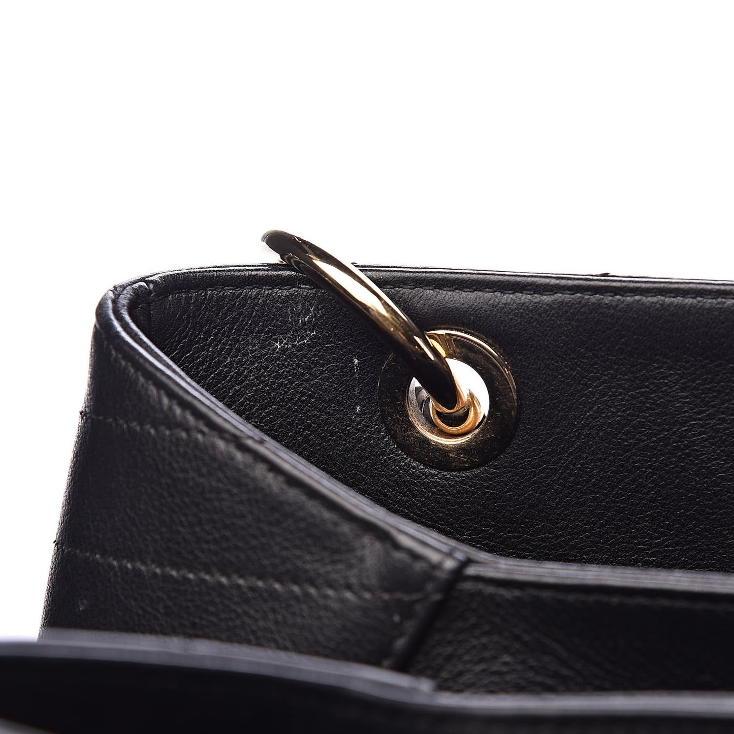 Calfskin Stitched Large Chevron Chic Shopping Bag Black