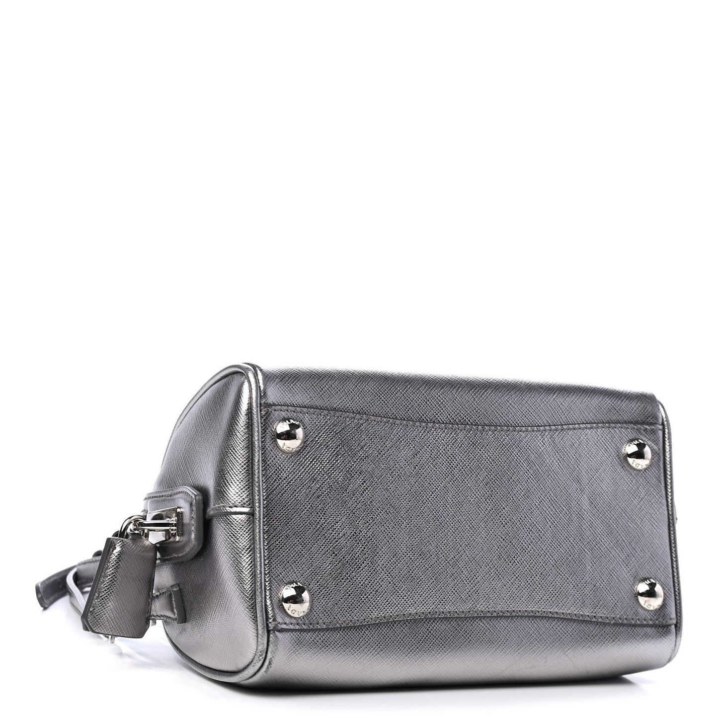 Metallic Saffiano Mini Convertible Bowler Cromo