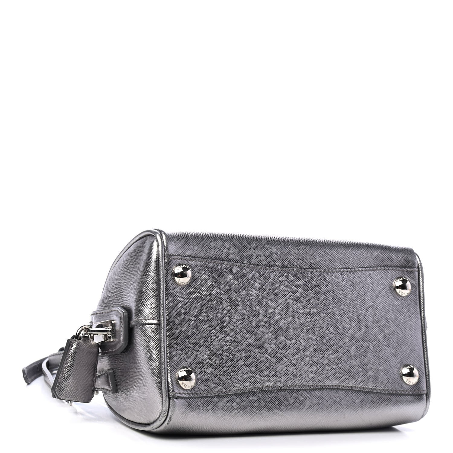 Prada Metallic Saffiano Mini Convertible Bowler Cromo 3 of 4