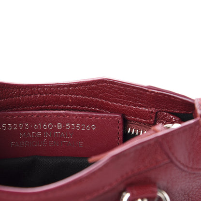 Balenciaga Chevre Silver Metallic Edge Hardware Nano City Rouge Lie De Vin 10 of 11