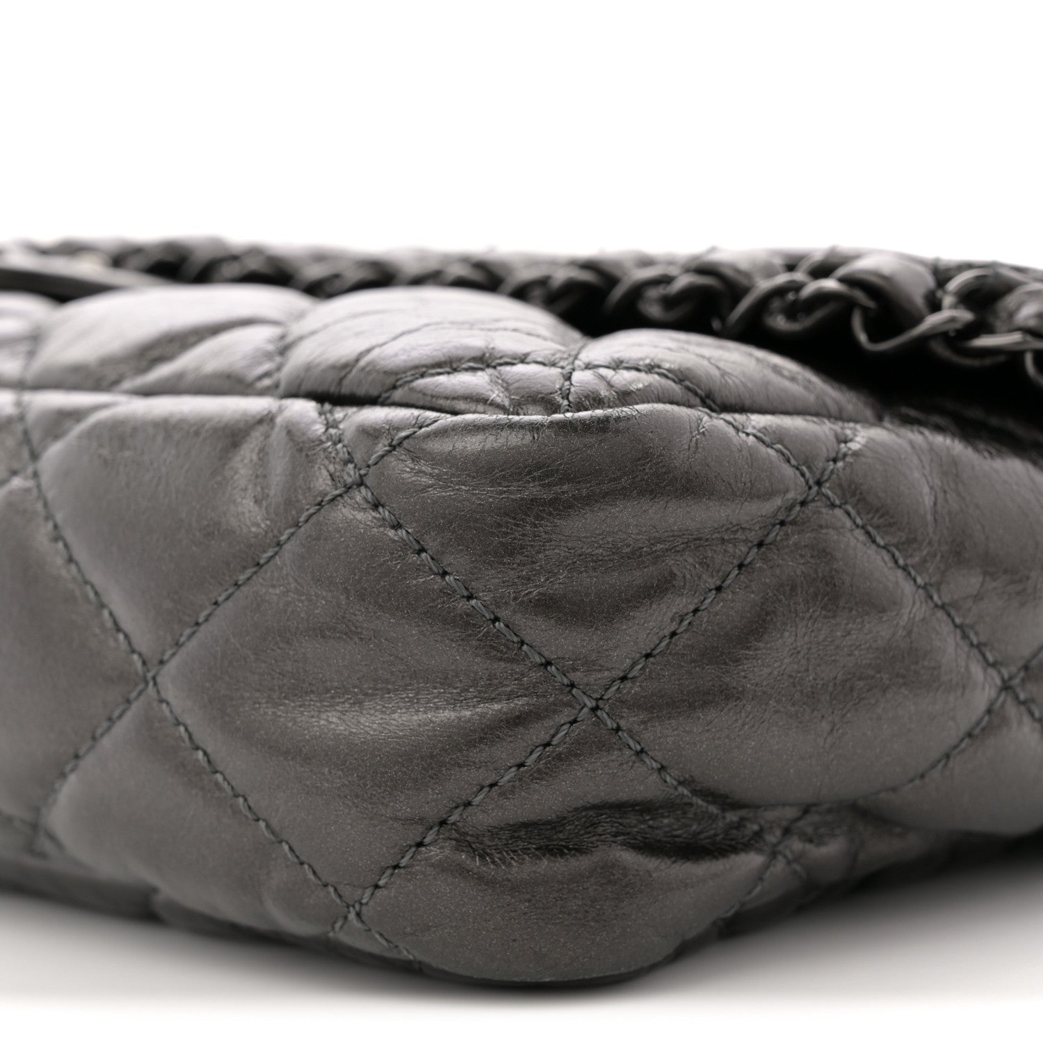 Chanel Metallic Calfskin Quilted Medium Chain Me Flap Grey 1824569