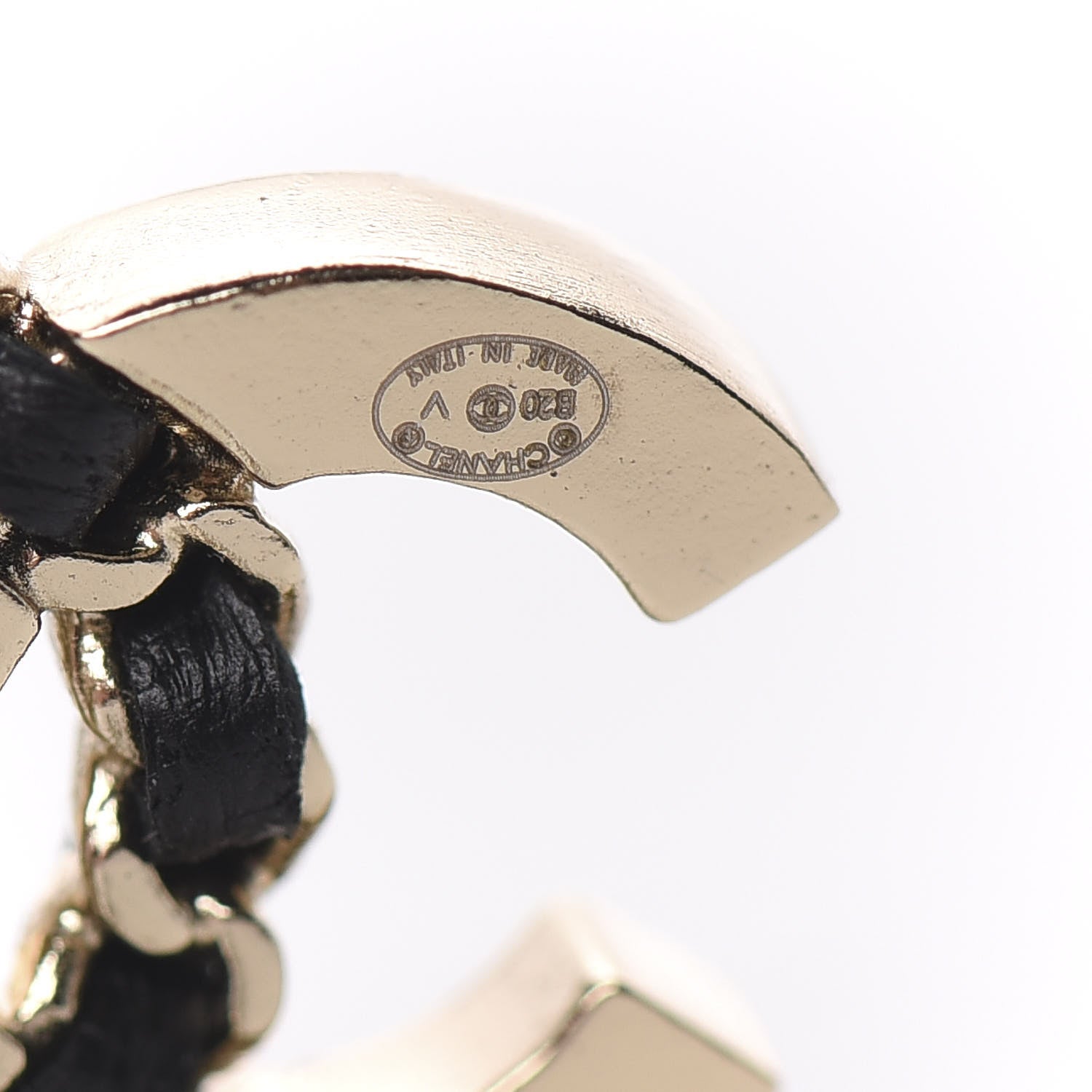 Chanel Crystal Baguette Lambskin Chain CC Vintage Allure Stud Earrings Black Gold 4 of 4