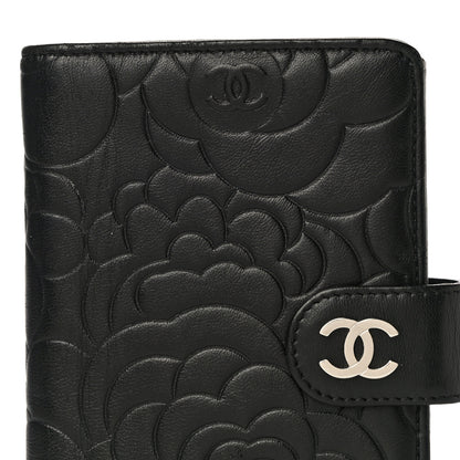 Chanel Lambskin Camellia Embossed Zipped Pocket Wallet Black 8 of 20