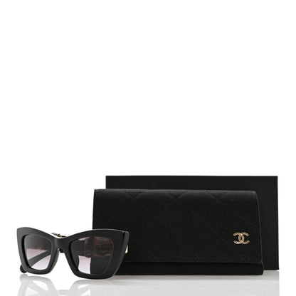 Chanel Acetate Tweed CC Cat Eye Sunglasses C622 Black Orange 8 of 8