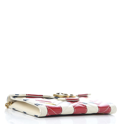 Gucci Calfskin Matelasse Trompe L'Oeil Print Mini GG Marmont Chain Wallet White 4 of 13